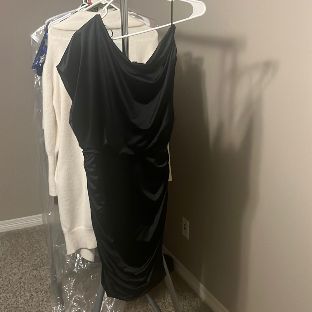 LBD!!! Express Satin off the shoulder cocktail
